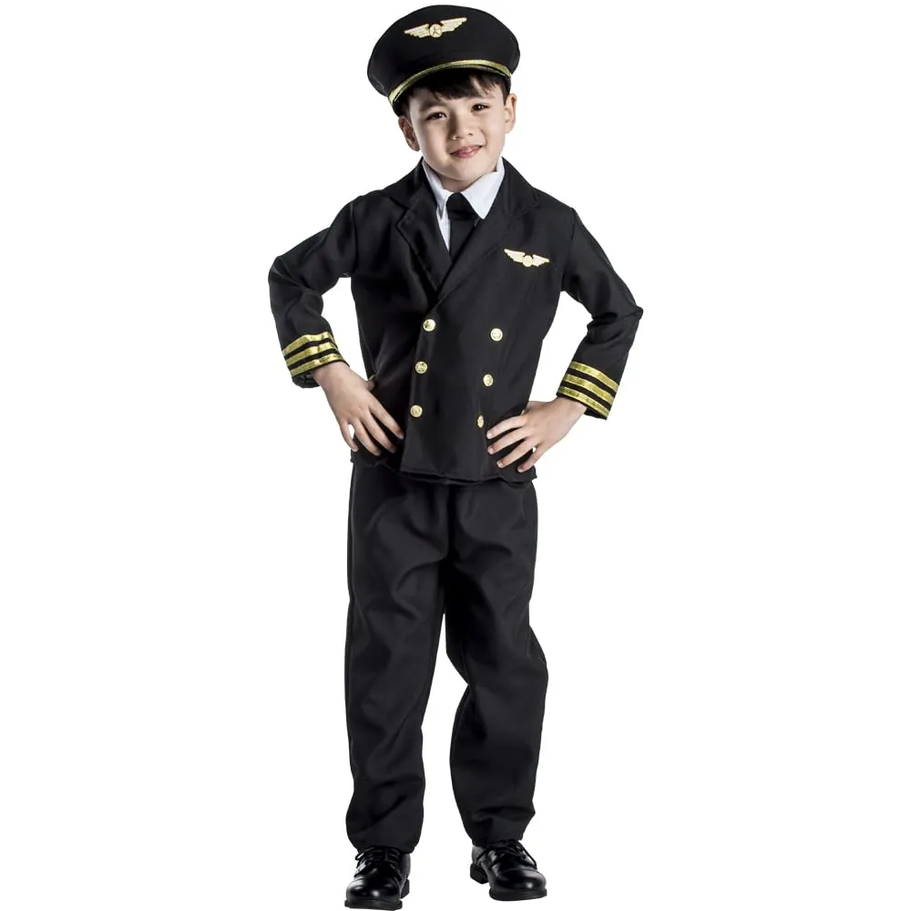Dress Up America Pilot Costume Bambino 8-10 Anni Giacca Cappello