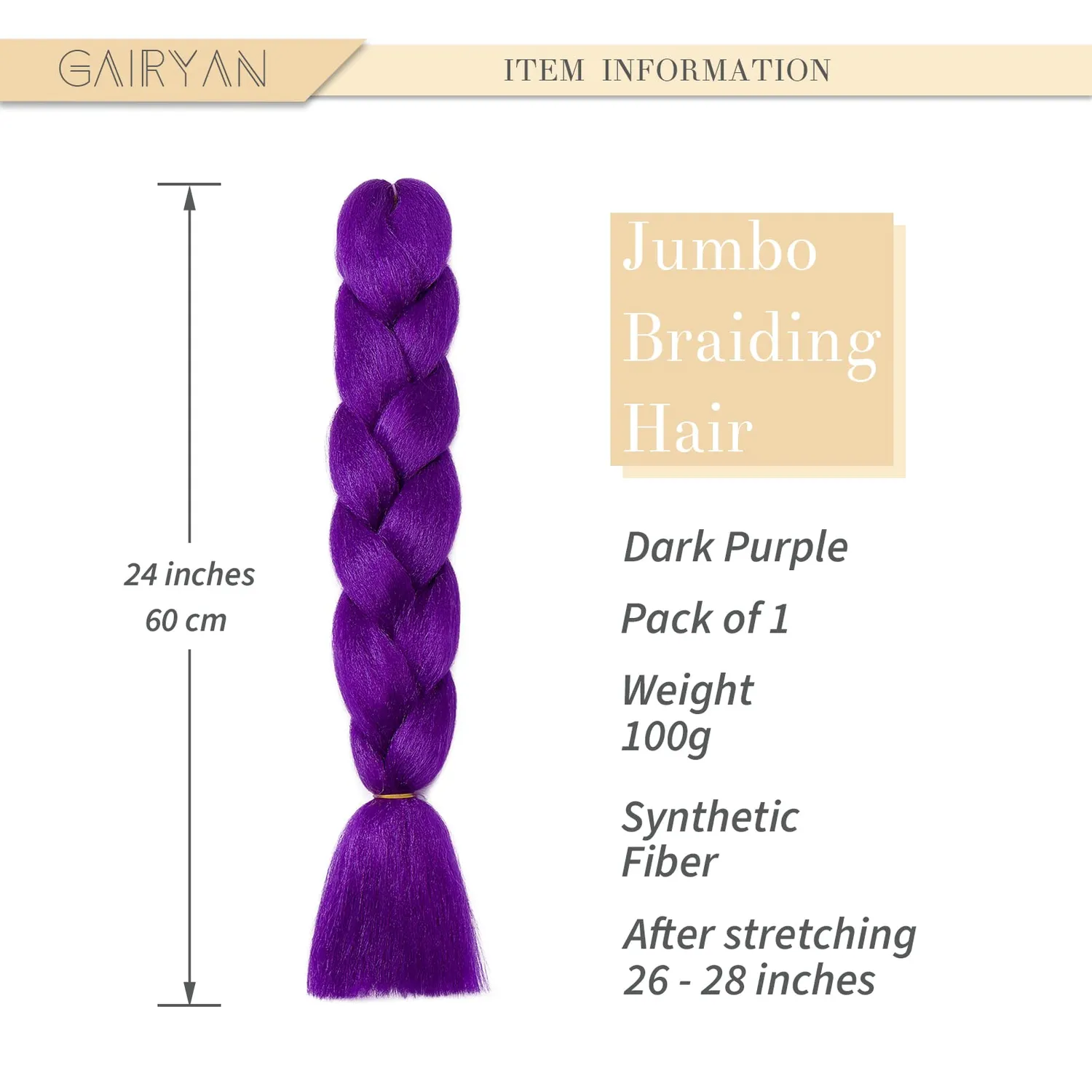 Gairyan Jumbo Braids Extension Treccine 60 cm Viola Scuro 100g Morbide