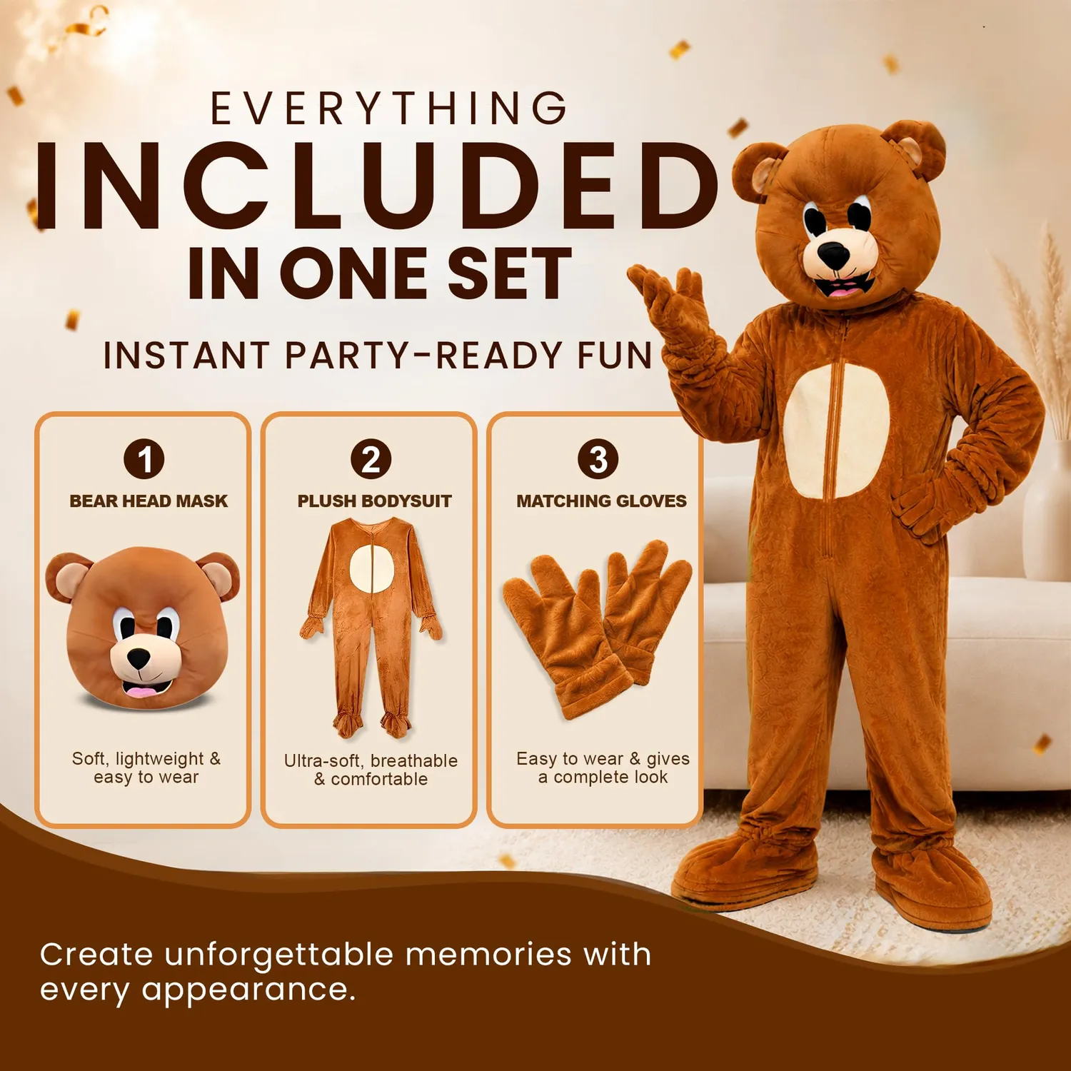 Dress Up America Orso Bruno costume mascotte peluche