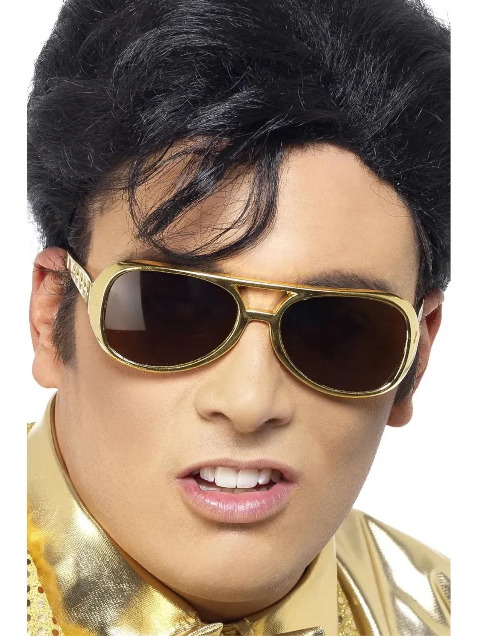 Rubies Elvis occhiali dorati per adulti festa rock