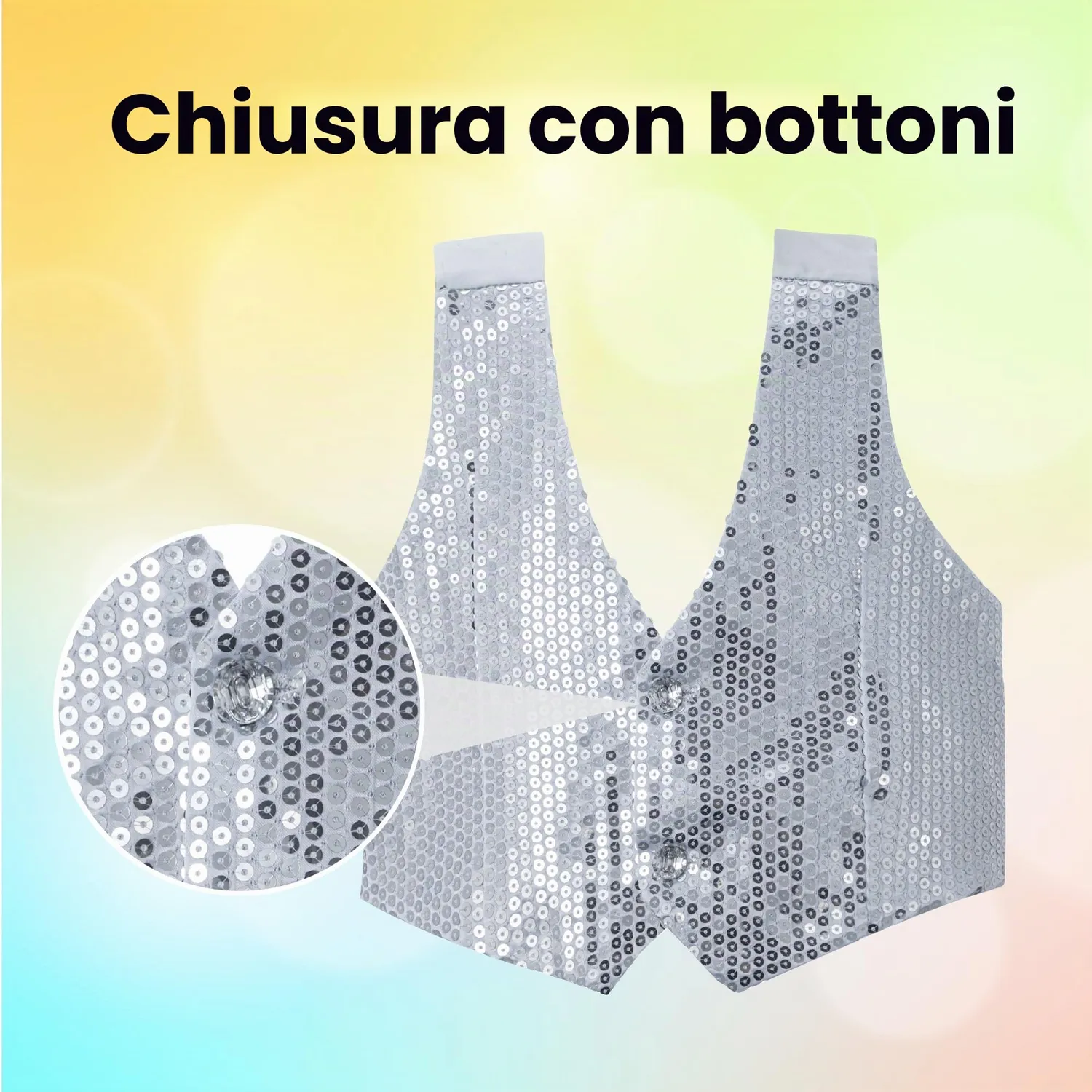 Dress Up America gilet paillette argento 8-10 anni
