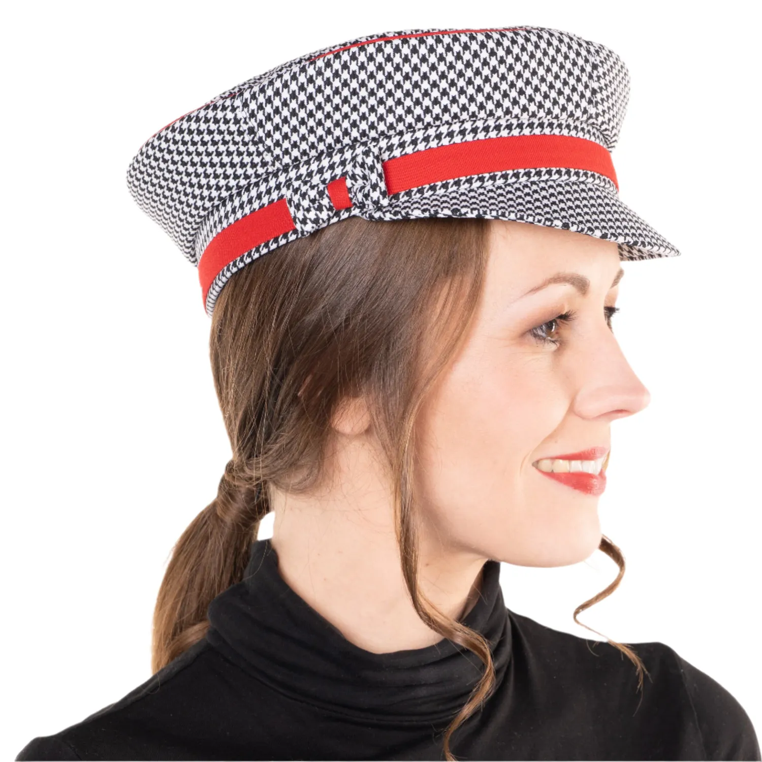 Altenburg Josefine berretto con visiera pied-de-poule rosso