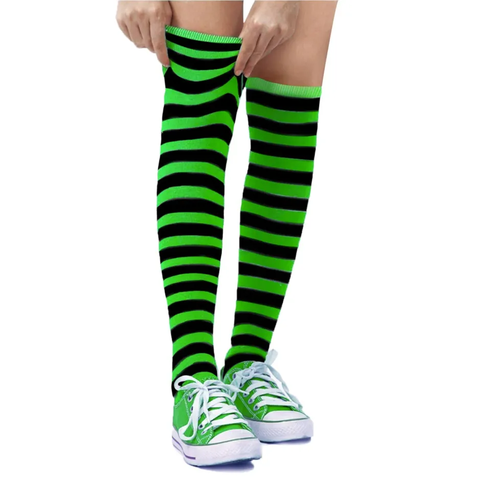 Dress Up America Calzini a Righe Nero Verde Taglia 4 Cotone