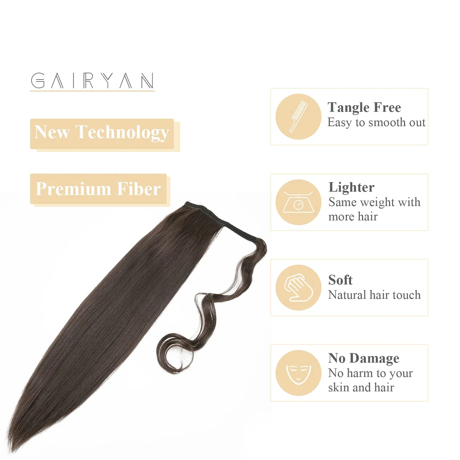 Gairyan Extension coda 60 cm marrone cioccolato liscia