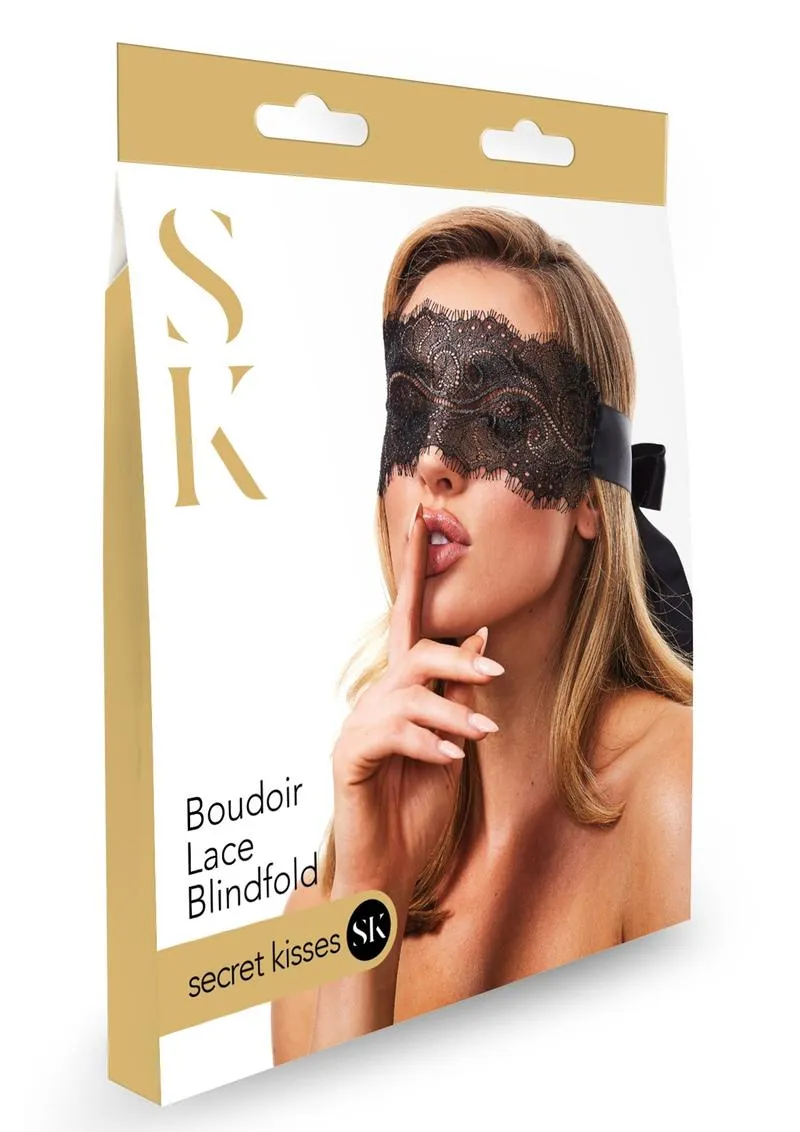 Secret Kisses Boudoir Sheer Lace benda pizzo nero