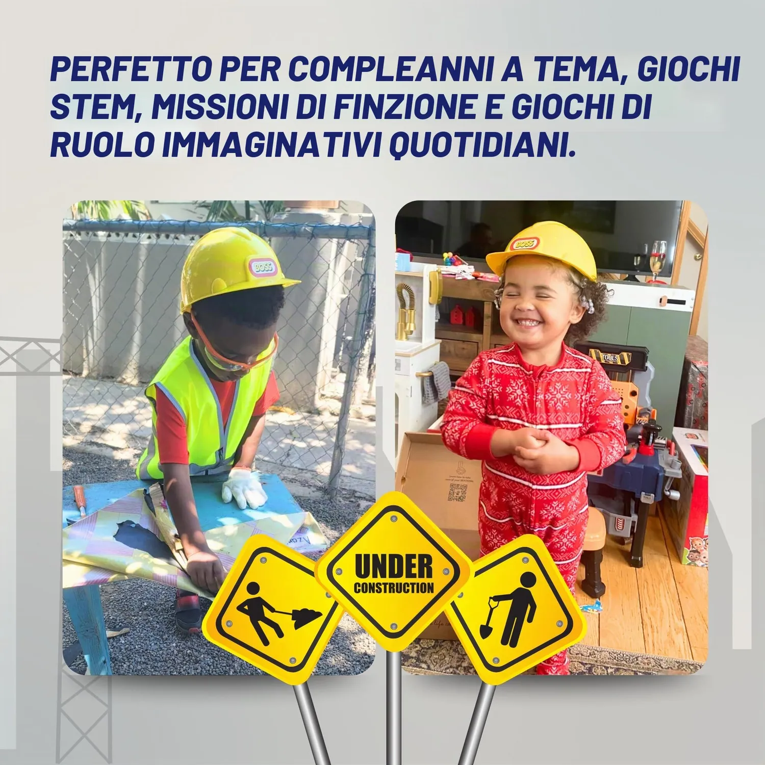 Dress Up America Casco Cantiere Giallo bambini regolabile