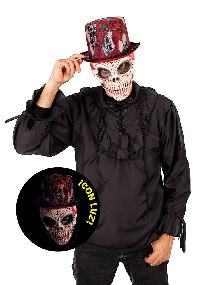 Rubies Skulls & Roses Cappello Cilindro con Luce OS