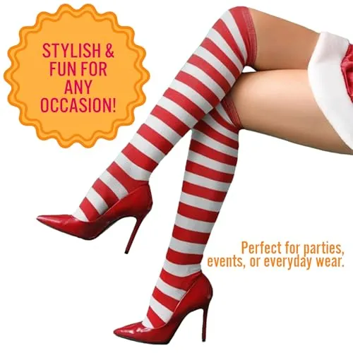 Dress Up America calzini righe ginocchio rosso bianco cotone
