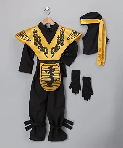 Dress Up America Costume Ninja Bambino 8-10 Anni Dorato Completo