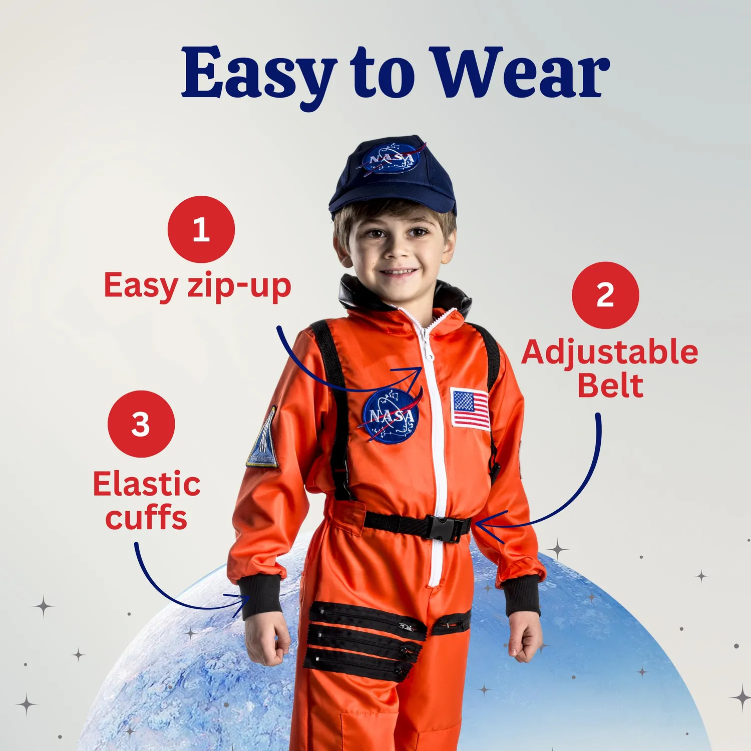 Dress Up America Costume Astronauta NASA Bambini arancione unica