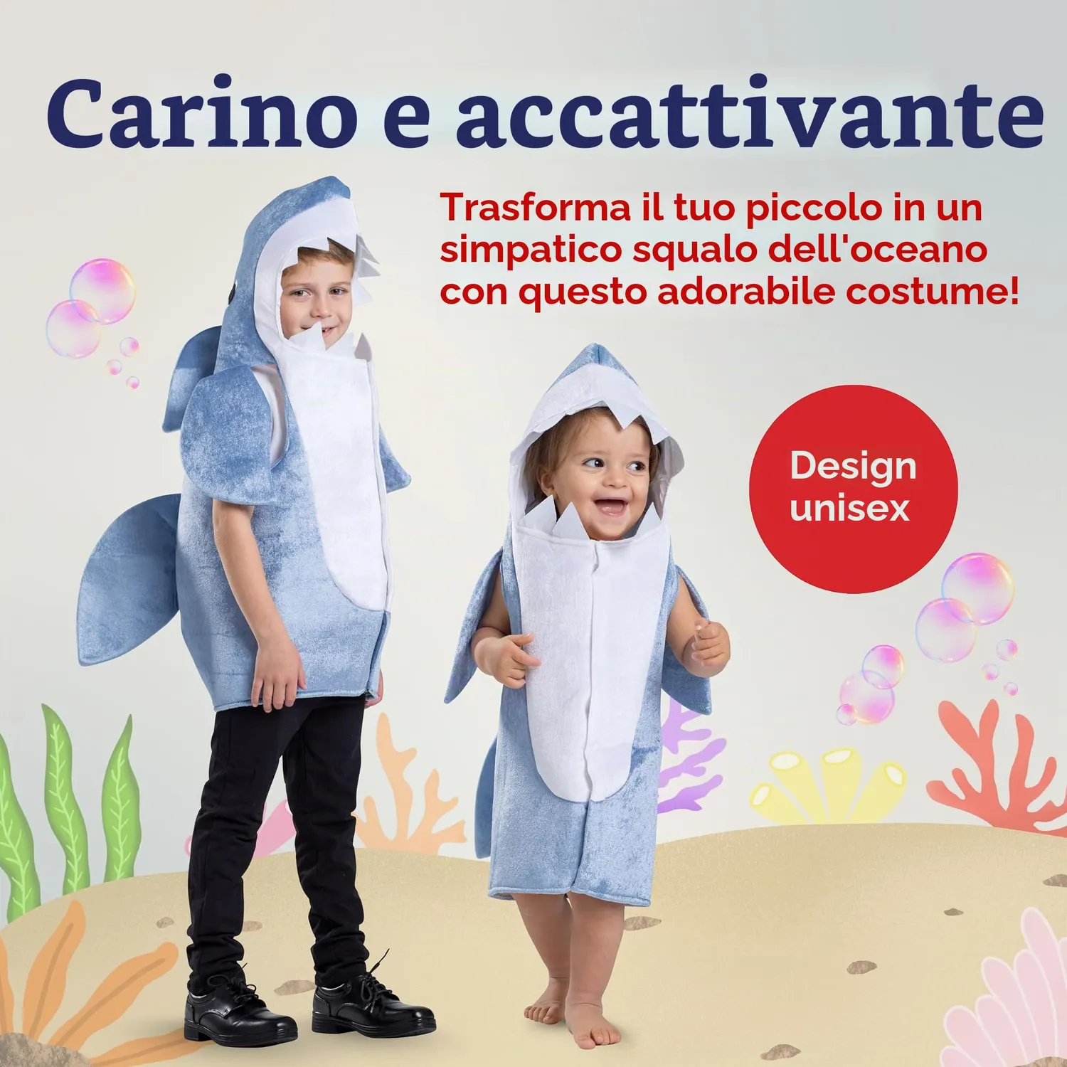Dress Up America Costume Squalo Blu Bambino 3-4 Anni Morbido