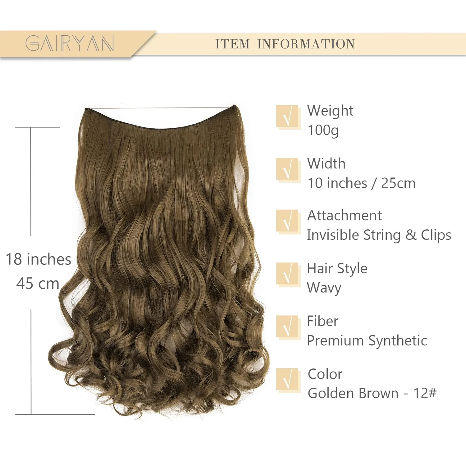 Gairyan Secret Wire extension capelli marrone dorato 45cm