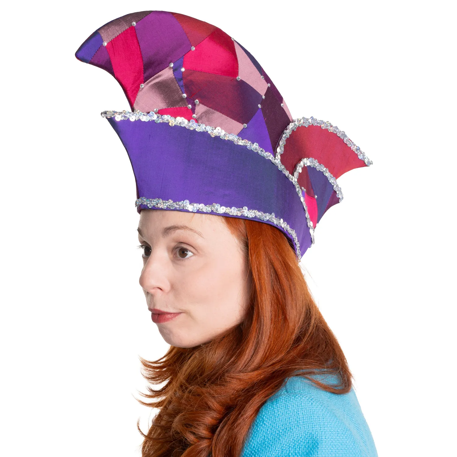 Altenburg berretto comitato seta magenta lilla cappello strass 25cm