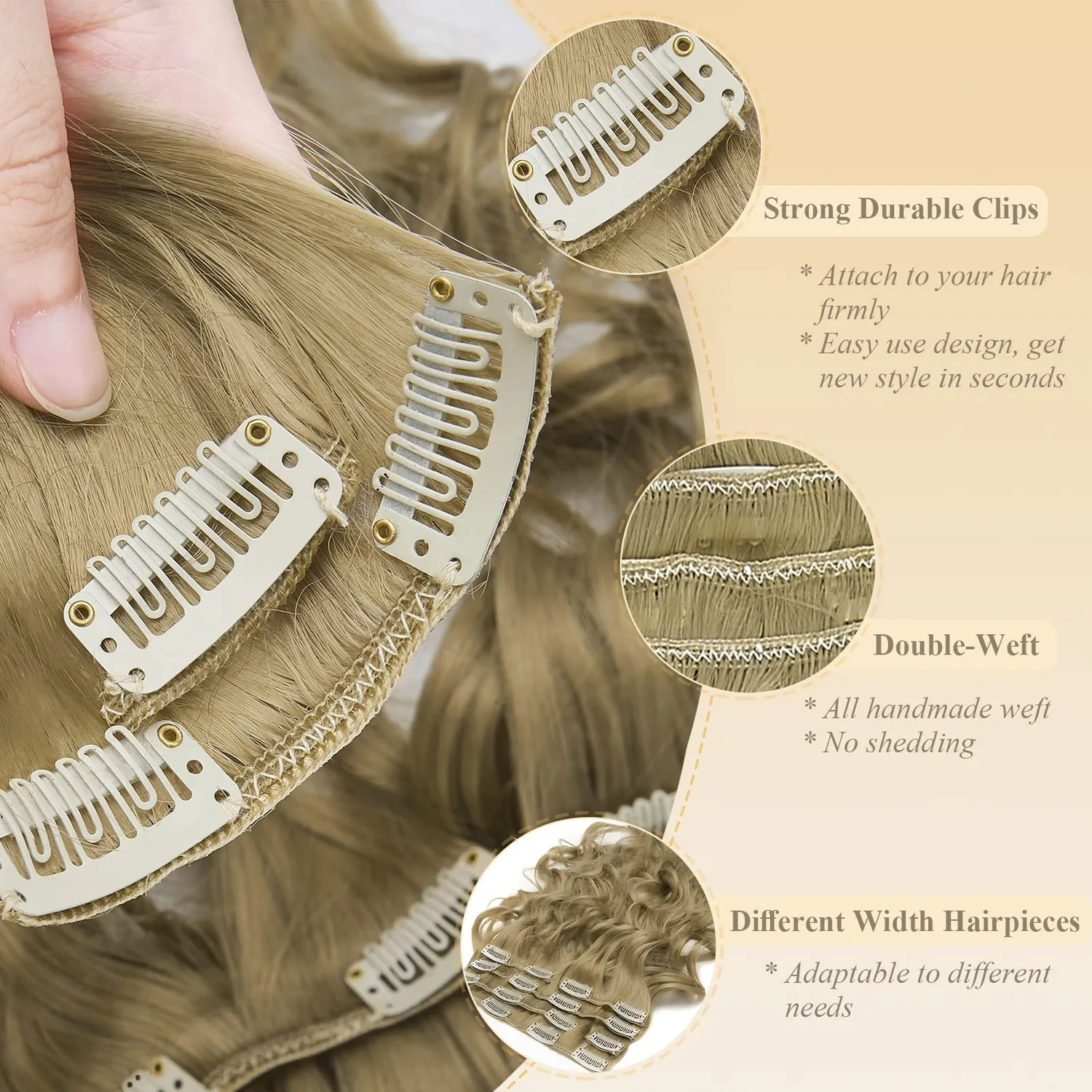 Gairyan extension clip ondulate 50cm biondo chiaro 7 pezzi