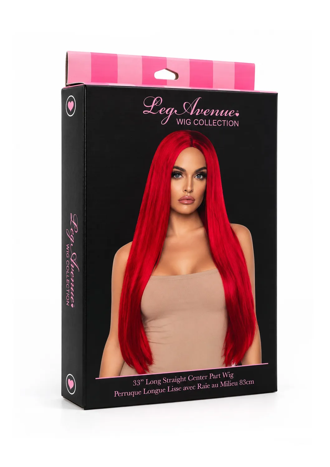 Leg Avenue Center Part parrucca lunga rosa neon liscia