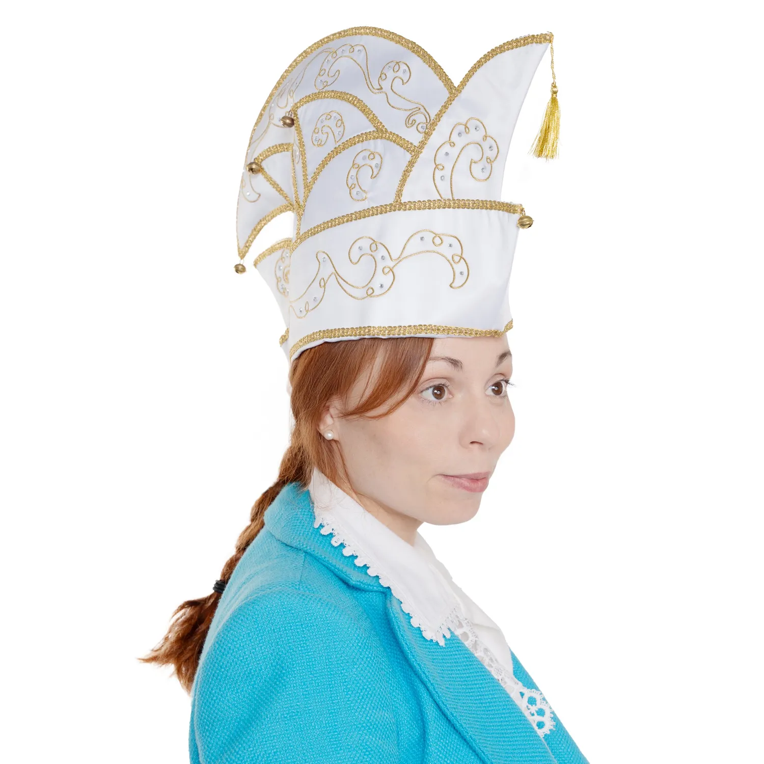 Altenburg Comitato berretto carnevale bianco oro satin