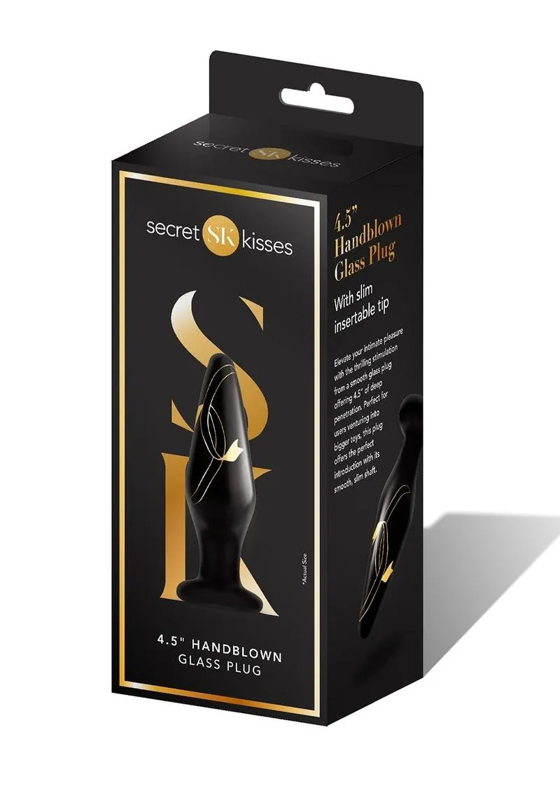 Secret Kisses Handblown Glass Plug anale vetro nero oro 11,4 cm