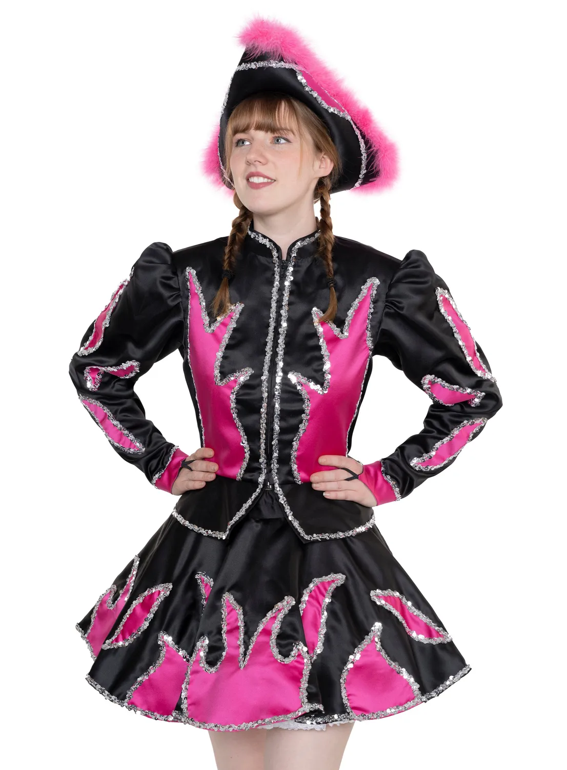 Altenburg abito majorette nero fiamme rosa paillettes