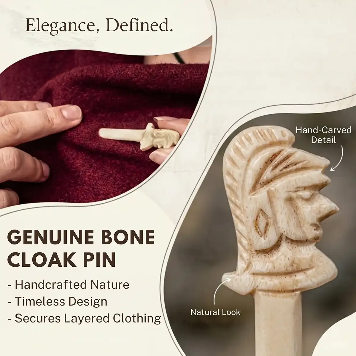Medieworld Viking Bone Spilla mantello osso