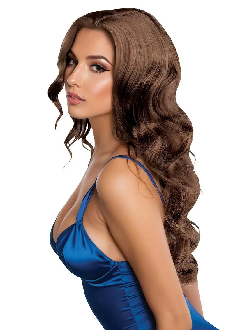 Pleasure Wigs Salma parrucca riccia castana termoresistente