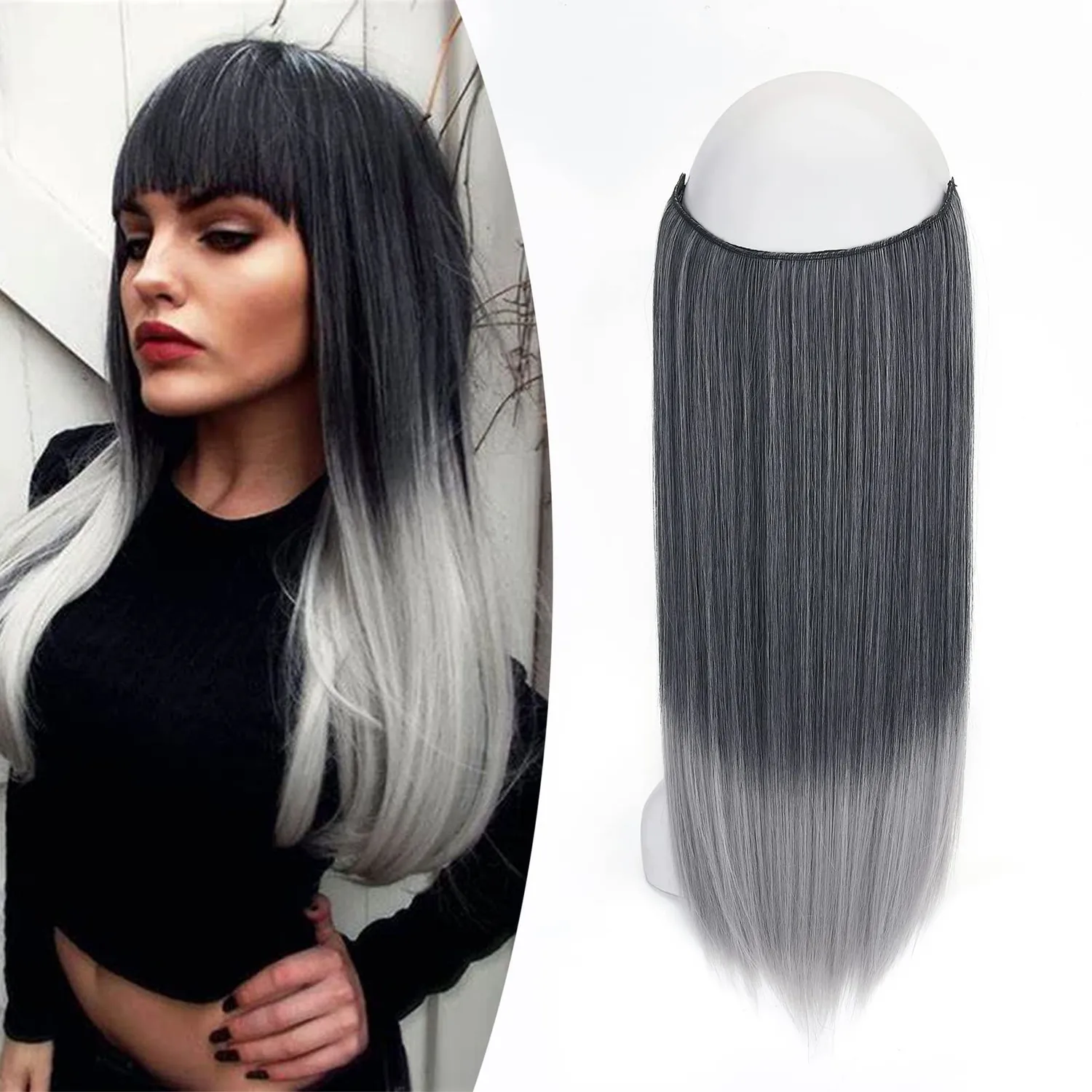 Gairyan extension capelli filo invisibile marrone chiaro 50cm lisci