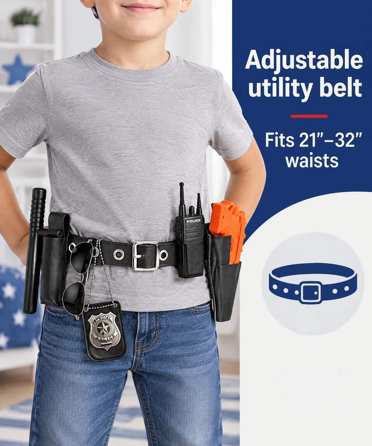 Dress Up America Police set poliziotto bambino 10 pezzi 3-10 anni